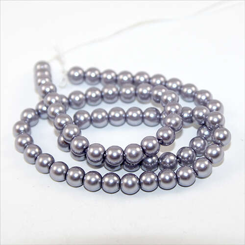 6mm Round Glass Pearls - 38cm Strand - Lilac