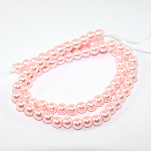 6mm Round Glass Pearls - 38cm Strand - Pale Pink