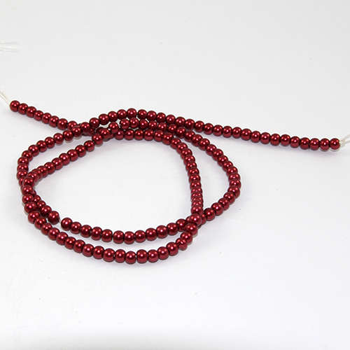 6mm Round Glass Pearls - 38cm Strand - Red