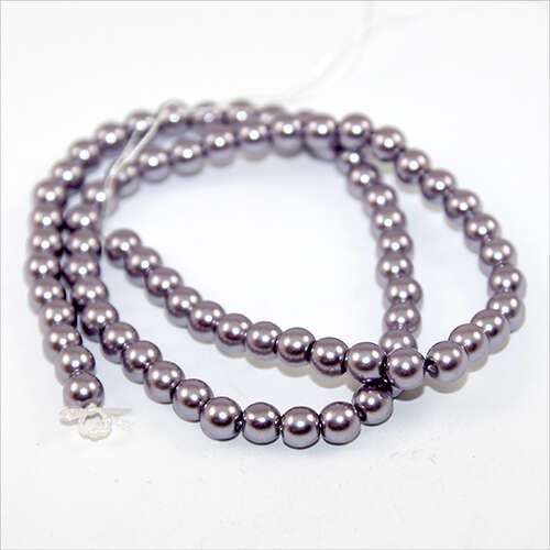 6mm Round Glass Pearls - 38cm Strand - Violet