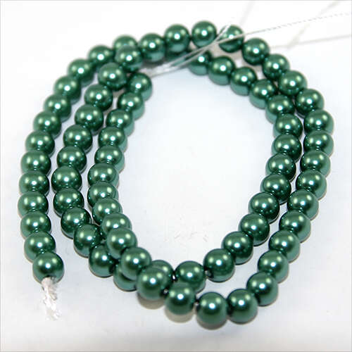 6mm Round Glass Pearls - 38cm Strand - Teal