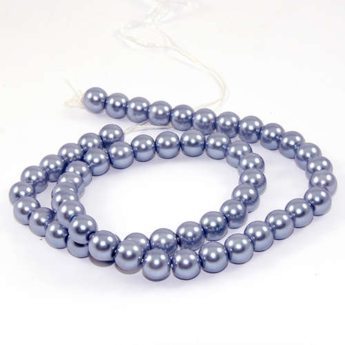 8mm Round Glass Pearls - 38cm Strand - Lilac