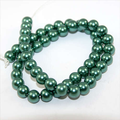 8mm Round Glass Pearls - 38cm Strand - Teal