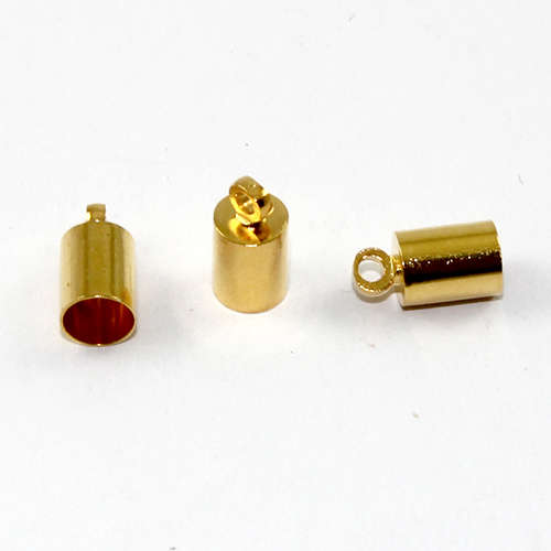 5mm Brass Cord End - Glue in - Gold