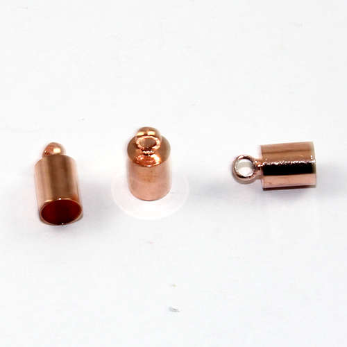 5mm Brass Cord End - Glue in - Rose Gold