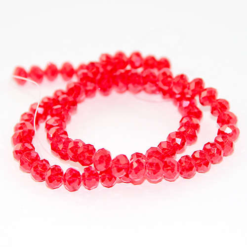 6mm x 8mm Glass Rondelle - 38cm Strand - Red