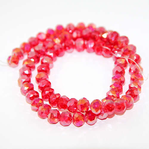 6mm x 8mm Glass Rondelle - 38cm Strand - Red AB