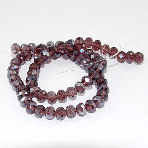 6mm x 8mm Glass Rondelle - 38cm Strand - Amethyst AB