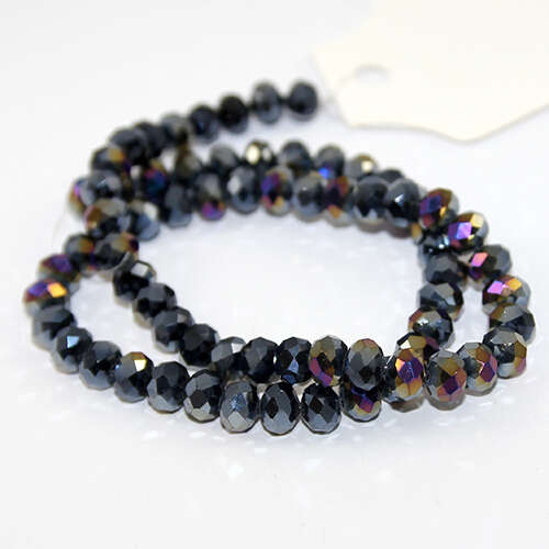 6mm x 8mm Glass Rondelle - 38cm Strand - Gray AB