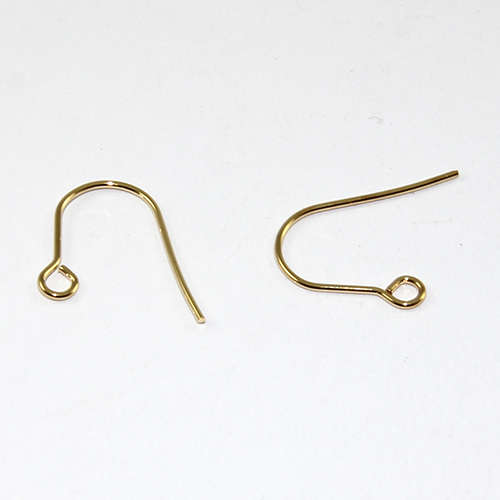Plain Ear Hook - Stainless Steel - Pair - Bright Gold