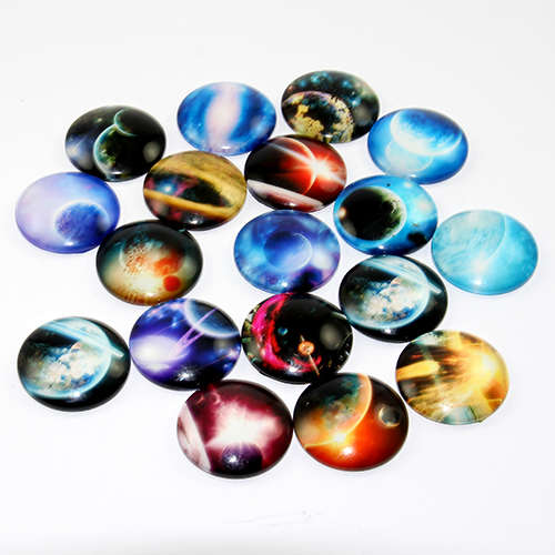 25mm Galaxy Pattern Round Glass Cabochon - Mixed Patterns
