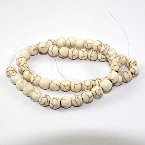 8mm Howlite Bead - 35cm Strand - White