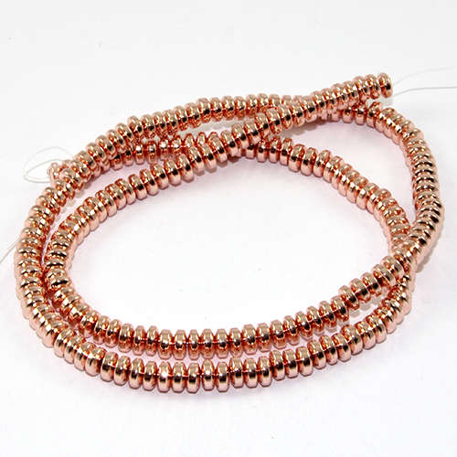 4mm x 2mm Electroplated Abacus Hematite Beads - 38cm Strand - Rose Gold