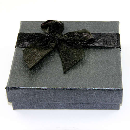90mm Square Bracelet Gift Box with Organza Bow - Black
