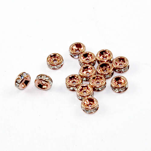 4mm Rhinestone Rondelle - Rose Gold