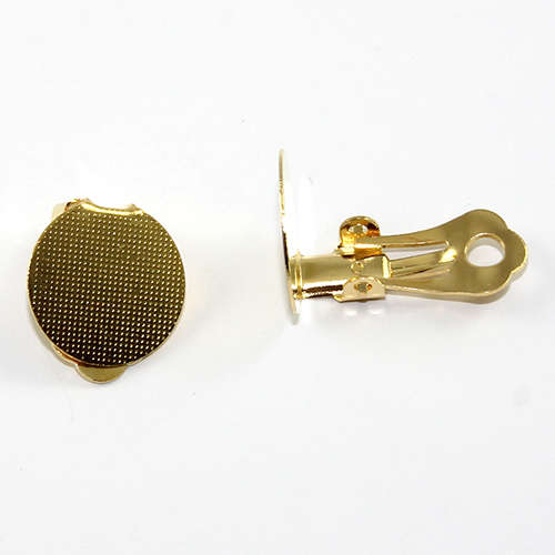 15mm Pad Clip on Earring - Pair - Gold