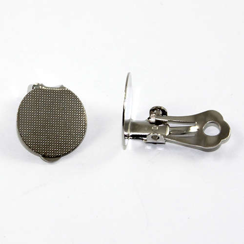 15mm Pad Clip on Earring - Pair - Platinum