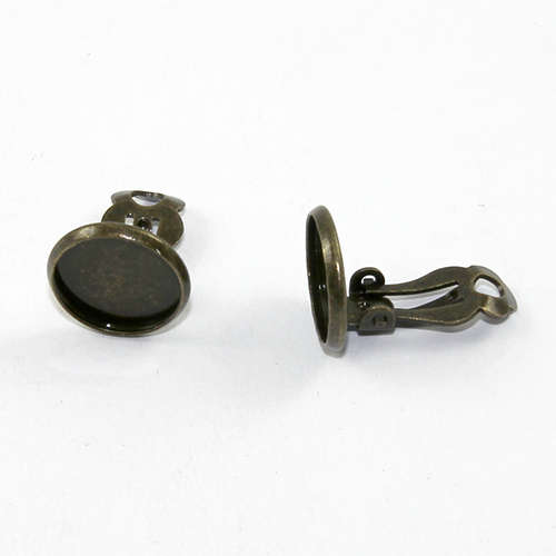 12mm Cabochon Setting Clip-ons - Pair - Antique Bronze