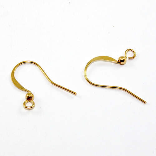 19mm x 17mm French Hook with Ball - Pair - Gold