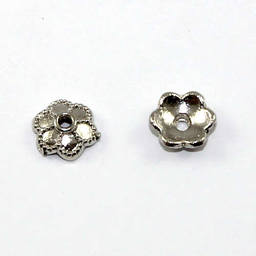 6 Petal Flower Bead Cap - Platinum