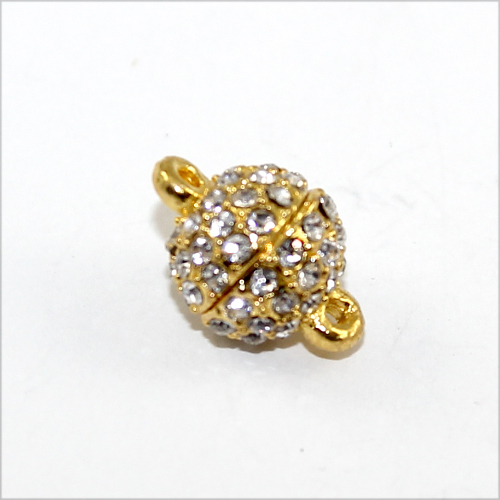 10mm Rhinestone Round Single Strand Magnet - Gold