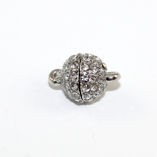 10mm Rhinestone Round Single Strand Magnet - Platinum