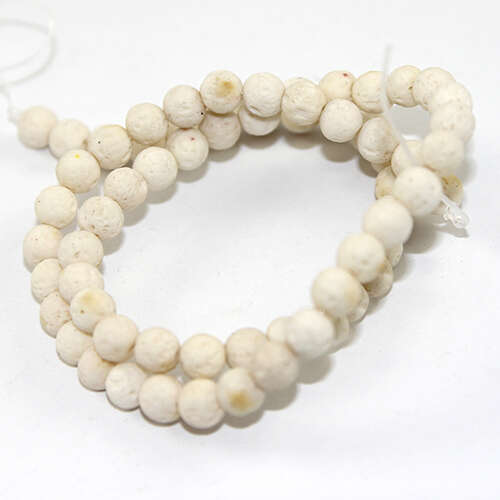 6mm Dyed Natural Lava Beads 38cm Strand - White