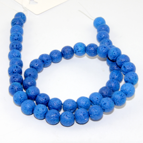 8mm Dyed Natural Lava Beads 38cm Strand - Blue