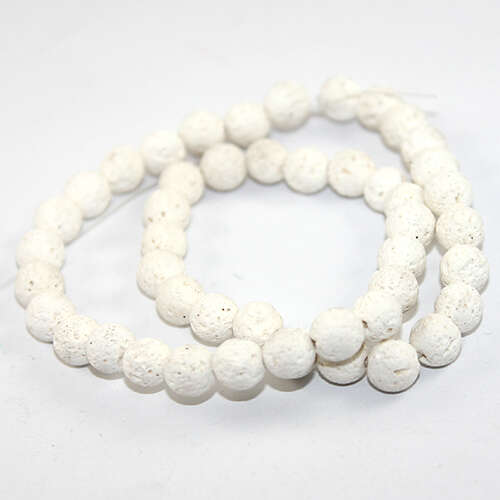 8mm Dyed Natural Lava Beads 38cm Strand - White