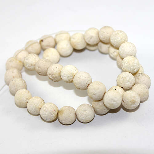 10mm Dyed Natural Lava Beads 38cm Strand - White