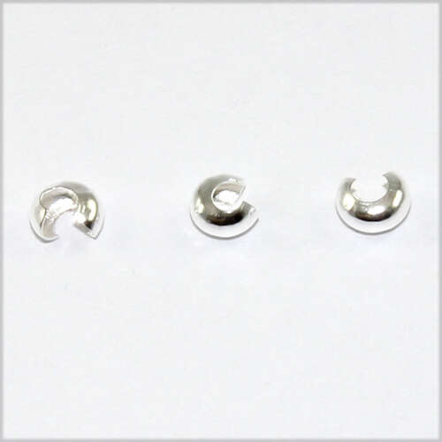 3mm Crimp Beads Covers - Silver - 100 Piece Bag