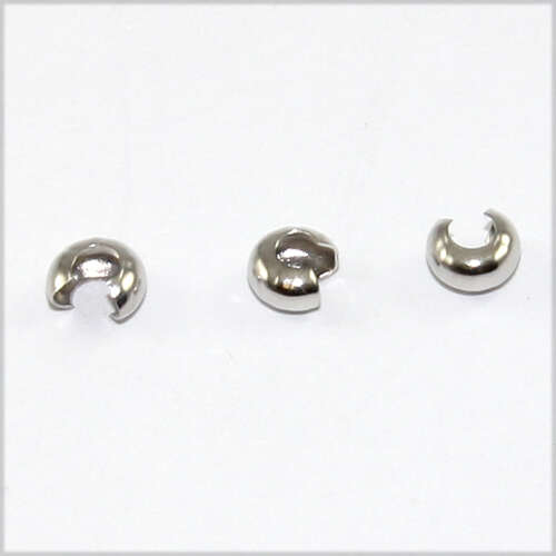 3mm Crimp Beads Covers - Platinum - 100 Piece Bag