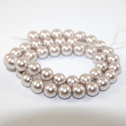 10mm Round Glass Pearls - 40cm Strand - Cream Rose