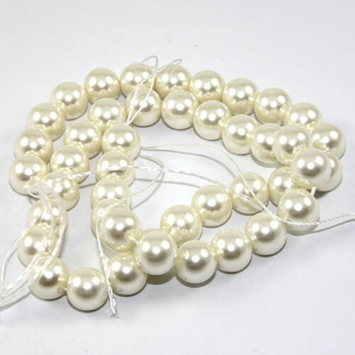 10mm Round Glass Pearls - 40cm Strand - Pale Yellow