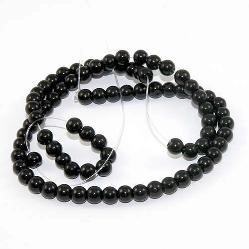 4mm Glass Round Bead - 27cm Strand - Black