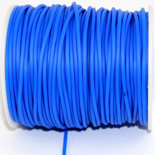 2mm Hollow Rubber Cord with a 1mm hole - sold per 10cm increments - Blue