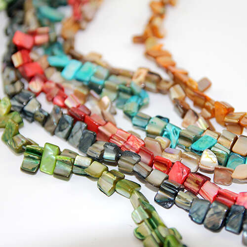 8mm x 6mm-8mm Irregular Sea Shell Beads - Dyed - 38cm Strand - Mixed Colours