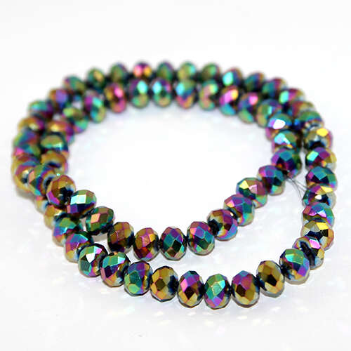 6mm x 8mm Electroplated Glass Rondelle - 38cm Strand - Rainbow