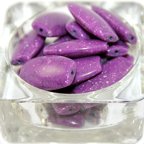 30.5mm x 17.5mm Flat Oval Imitation Turquoise Beads - Purple - 10 Piece Bag