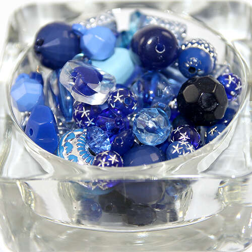 Acrylic Beads & Pendant Mix - 25 Gram Bag - Dark Blues