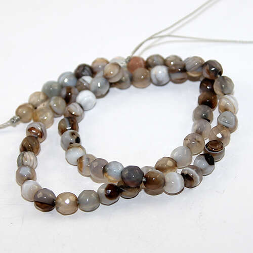 6mm Faceted Natural Agate Round Beads - 40cm Strand - Caramel