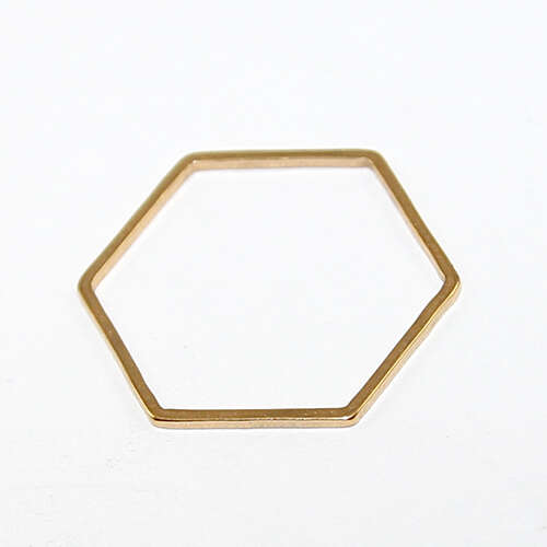 20mm x 22.5mm Hexagon Linking Ring - Stainless Steel - Gold Plated