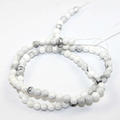 4mm Natural Howlite Round Beads - 100 piece Strands - White & Grey