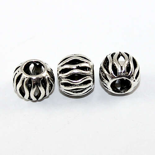 Wavy Pod Euro Bead - Antique Silver