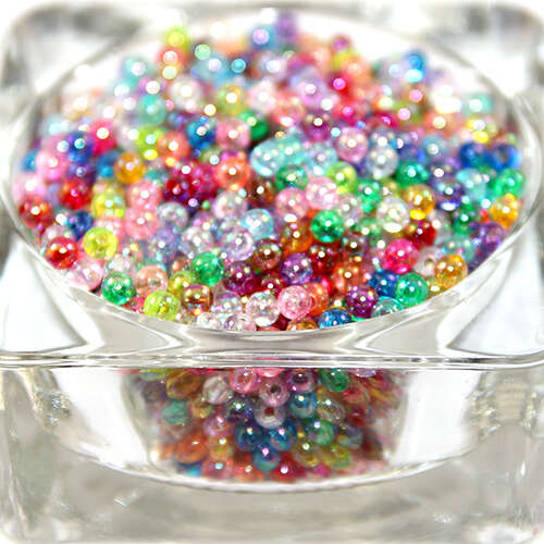 4mm Transparent Round AB Acrylic Beads - Mixed Colours - 200 Piece Bag