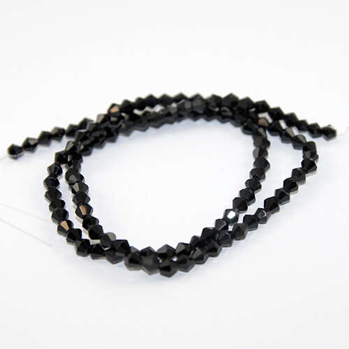 4mm Glass Bicone Beads - 45cm Strand - Black
