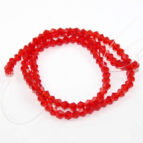 4mm Glass Bicone Beads - 45cm Strand - Red