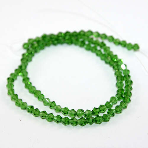 4mm Glass Bicone Beads - 45cm Strand - Green