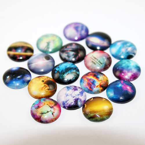20mm Galaxy Printed Glass Cabochons - Mixed Colours