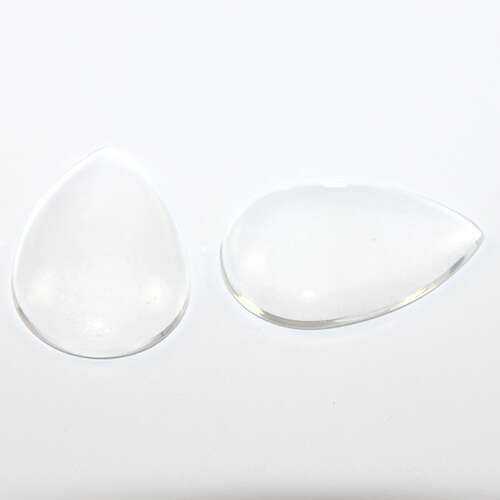 30mm x 20mm Teardrop Glass Cabochons - Clear